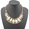 N-0566 New European style golden rhinestone geometry oval gem crescent bib necklace