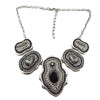 N-1761 New vintage style bronze silver metal beads drip crystal symmetrical necklace
