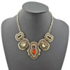 N-1761 New vintage style bronze silver metal beads drip crystal symmetrical necklace