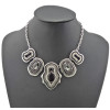 N-1761 New vintage style bronze silver metal beads drip crystal symmetrical necklace