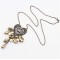 S-0027 New vintage style Bronze Beads Drip Heart Rhinestone Flower Pendant Necklace Earring Set