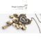 S-0027 New vintage style Bronze Beads Drip Heart Rhinestone Flower Pendant Necklace Earring Set