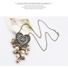 S-0027 New vintage style Bronze Beads Drip Heart Rhinestone Flower Pendant Necklace Earring Set