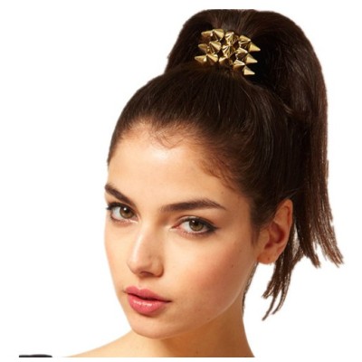 F-0009 Hot punk style rivets gold silver black 3 colors Hairband Ponytali Holder Hair Accessory