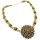 N-0058 New Vintage Gold Metal Charming Flowers Rhinestone Choker Necklace