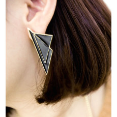 E-2027 New European Style Gold Plated Alloy Glazed Geometry Triangle Ear Stud Earring