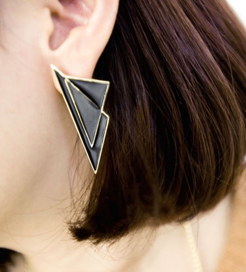 E-2027 New European Style Gold Plated Alloy Glazed Geometry Triangle Ear Stud Earring
