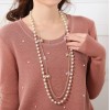 N-1530 New  Arrived Fashion Charming Gold Boeknot Pearl Double Chain Necklace