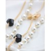 N-1530 New  Arrived Fashion Charming Gold Boeknot Pearl Double Chain Necklace