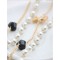 N-1530 New  Arrived Fashion Charming Gold Boeknot Pearl Double Chain Necklace