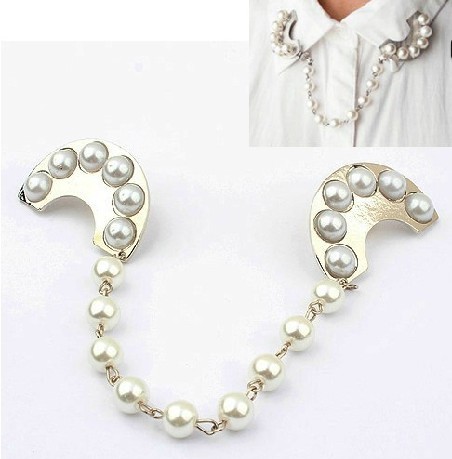 P-0064 New European Style Silver Plated Alloy Pearl All Matched Brooch Pin