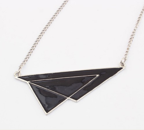 N-4569 New Fashion European Style Silver/Gold Plated Enamel Abstract Triangle Pendant Necklace