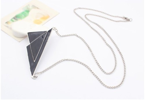 N-4569 New Fashion European Style Silver/Gold Plated Enamel Abstract Triangle Pendant Necklace