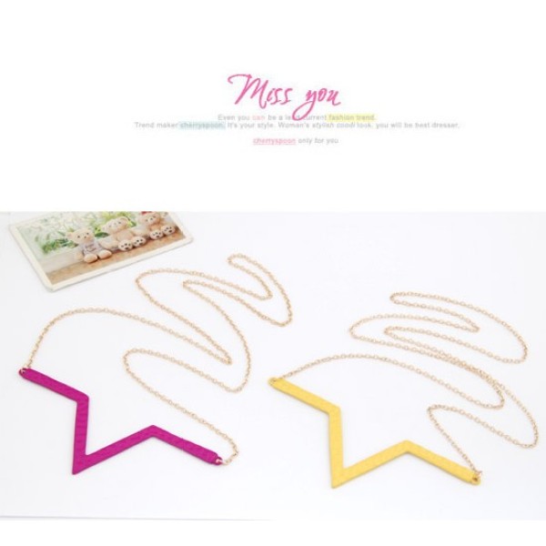 N-4537 New Arrival Fashion Exclusive Enamel Geometric Sharp Pendant Cool  Necklace