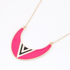 N-4566 New Arrival Fashion Punk Enamel Semi-circle Whit triangle Pendant Necklace