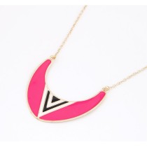 N-4566 New Arrival Fashion Punk Enamel Semi-circle Whit triangle Pendant Necklace