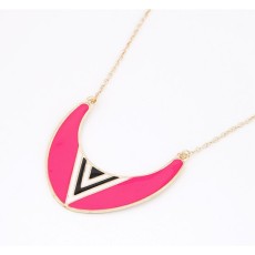 N-4566 New Arrival Fashion Punk Enamel Semi-circle Whit triangle Pendant Necklace