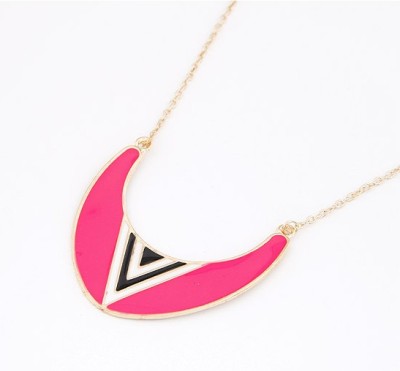 N-4566 New Arrival Fashion Punk Enamel Semi-circle Whit triangle Pendant Necklace