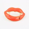P-0027 New European Style Gold Plated Alloy Yellow Enamel  Rhinestone Lips Brooch  Pin