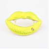 P-0027 New European Style Gold Plated Alloy Yellow Enamel  Rhinestone Lips Brooch  Pin
