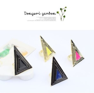 R-0736 New Punk Fashion Cool Gold Plated Metal Enamel Triangle Ring