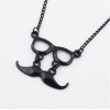 N-2871 New Arrival Fashion Black Enamel Cute Glass Mustache Necklace