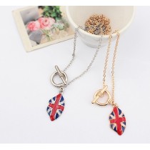 N-0032 New Arrival Fashion Gold/Silver Plated Metal Enamel Flag Long Necklace
