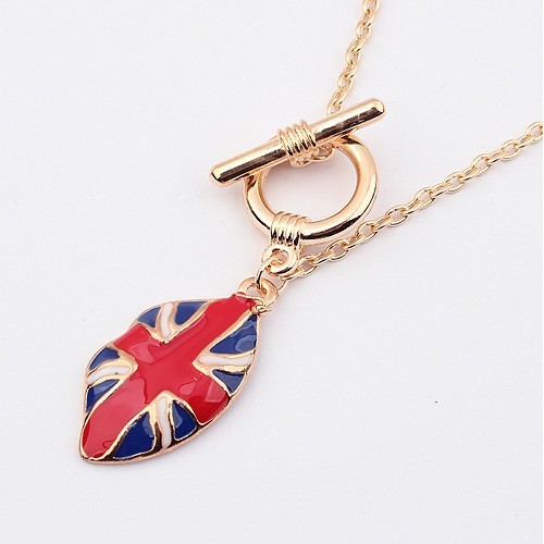 N-0032 New Arrival Fashion Gold/Silver Plated Metal Enamel Flag Long Necklace