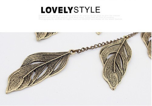 E-0605 New European Vintage Bronze Leaf Dangling Lovely Earring