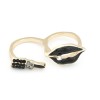 R-0189 New Coming Fashion Gold Plated Metal Enamel Lip Lipstick Double Fingers Ring