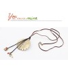 N-0039 New World Culture Vintage Bronze Metal Round Design Pendant Leather Chain Necklace