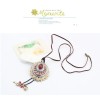 N-0039 New World Culture Vintage Bronze Metal Round Design Pendant Leather Chain Necklace