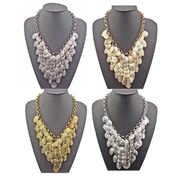 N-1855 New Arrival Fashion Charming Multilay Leaf Tassel Choker Necklace