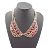 N-0788 Fashion Charming Rhinestone Gold Plated Metal Round Resin Gem Choker Necklace