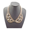 N-0788 Fashion Charming Rhinestone Gold Plated Metal Round Resin Gem Choker Necklace
