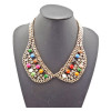 N-0788 Fashion Charming Rhinestone Gold Plated Metal Round Resin Gem Choker Necklace