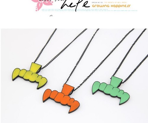 N-4581 Fashion Cool Enamel Metal Tooth Lovely Pendant Necklace