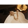 P-0065 New Charming Lovely Gold Plated Metal White Pearl Flower Multi Chains Brooch Pin