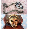 N-2783 Punk Vintage Style Silver/Gold Metal Mask Rhinestone Pendant Necklace