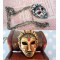 N-2783 Punk Vintage Style Silver/Gold Metal Mask Rhinestone Pendant Necklace