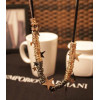 N-2325 New Fashion Multilayer Chains Golden Gun Black Rings Star Necklace