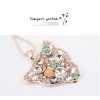 N-3264 New Arrival Fashion Charming Double Chains Golden Crystal Rhinestone Leopard Head Pendant Necklace