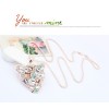 N-3264 New Arrival Fashion Charming Double Chains Golden Crystal Rhinestone Leopard Head Pendant Necklace