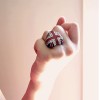 R-0681 New Chorming Fashion Silver/Bronze Metal Heart Enamel Flag Rhinestone Ring