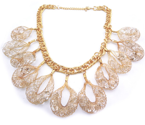 N-1001 Charming Gold Plated Clear Crystal drop Choker Necklace
