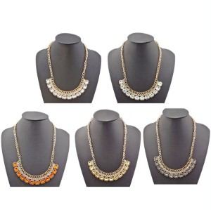 N-0778 New gold plated Chain rhinestone crystal collar Pendant Necklace