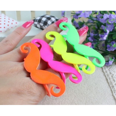 R-0184 Colors Choose Cute Cosplay Moustache Handlebar Two Fingers Double Ring 8.5 8