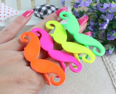 R-0184 Colors Choose Cute Cosplay Moustache Handlebar Two Fingers Double Ring 8.5 8