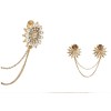 P-0063 New Arrival Gold/Bronze Plated Pearl Rhinestone Flower Brooch Pin