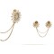 P-0063 New Arrival Gold/Bronze Plated Pearl Rhinestone Flower Brooch Pin